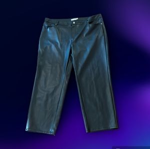 Avec les filles vegan leather soft sleek career black cropped trousers sz 18W